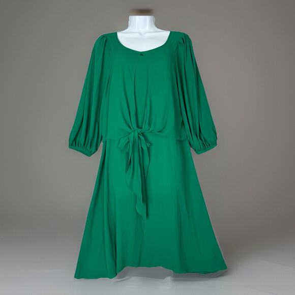 Maeve Dresses & Skirts - Maeve Anthro Womens Dress 4 Green Valparaiso Chiffon Tie Bow Front Career Preppy